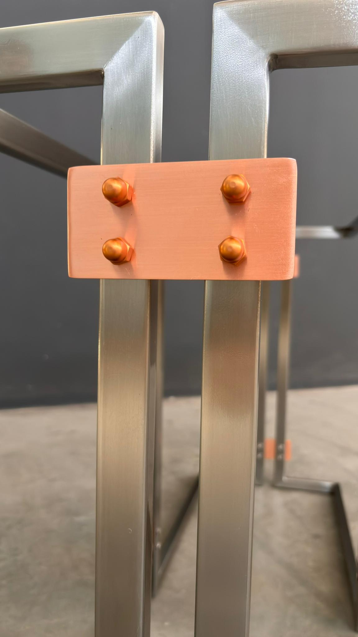 Modern CONSOLE Table Base | Stainless STEEL& Copper Entryway Furniture  Legs | SUTUN