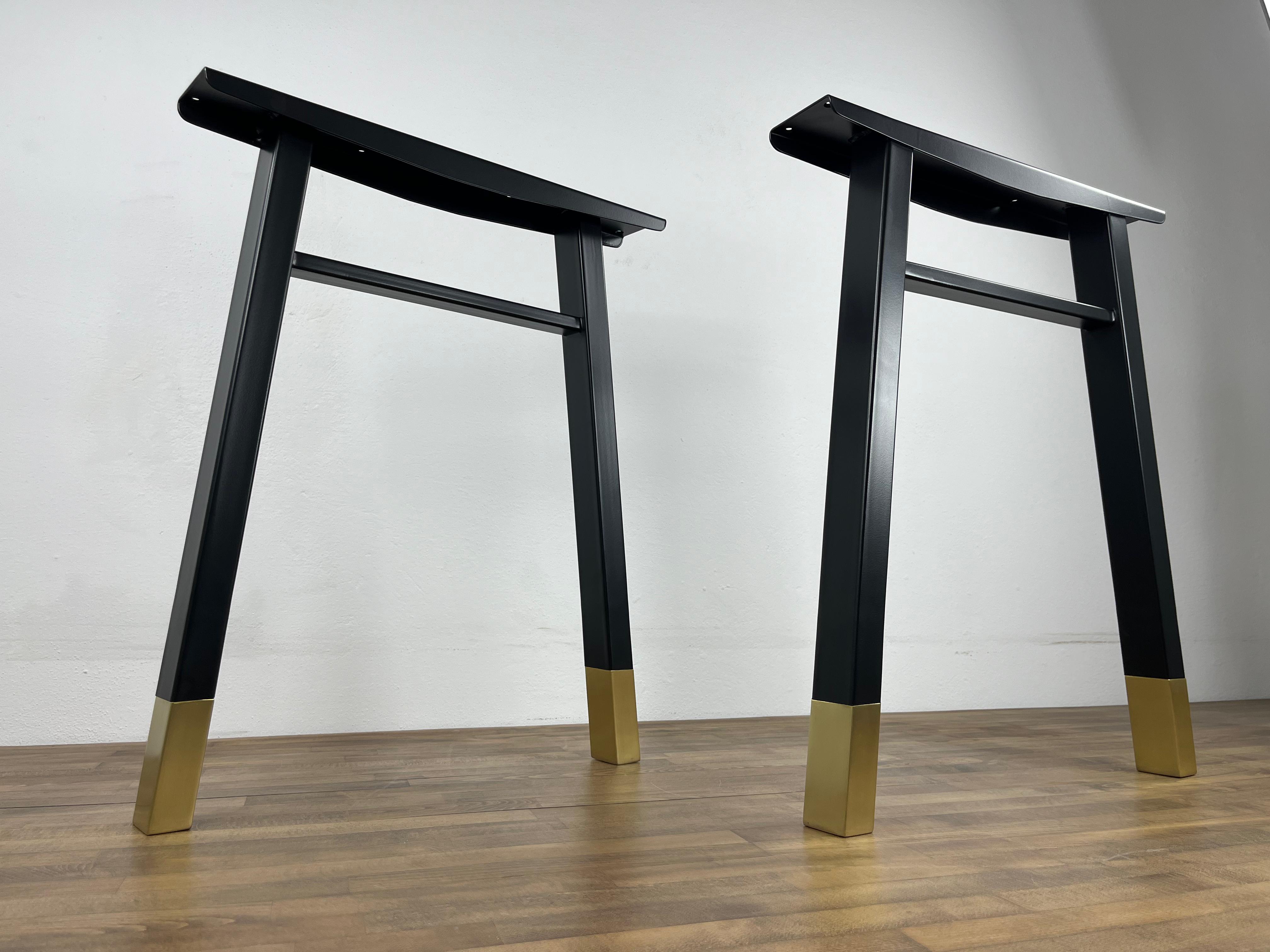 desk legs table legs brass trims 
