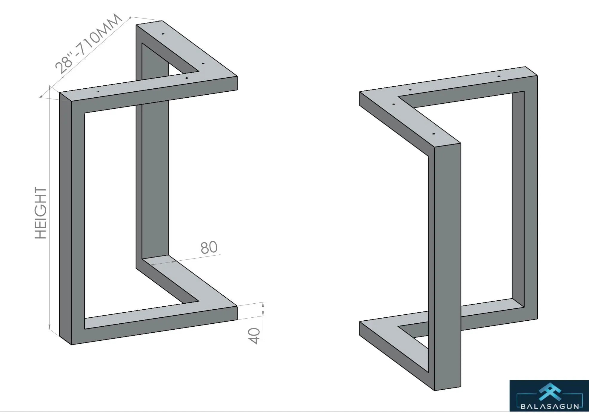 28" X 28" Bracket Table Legs, Stainless Steel, Heavy Duty  Set(2)