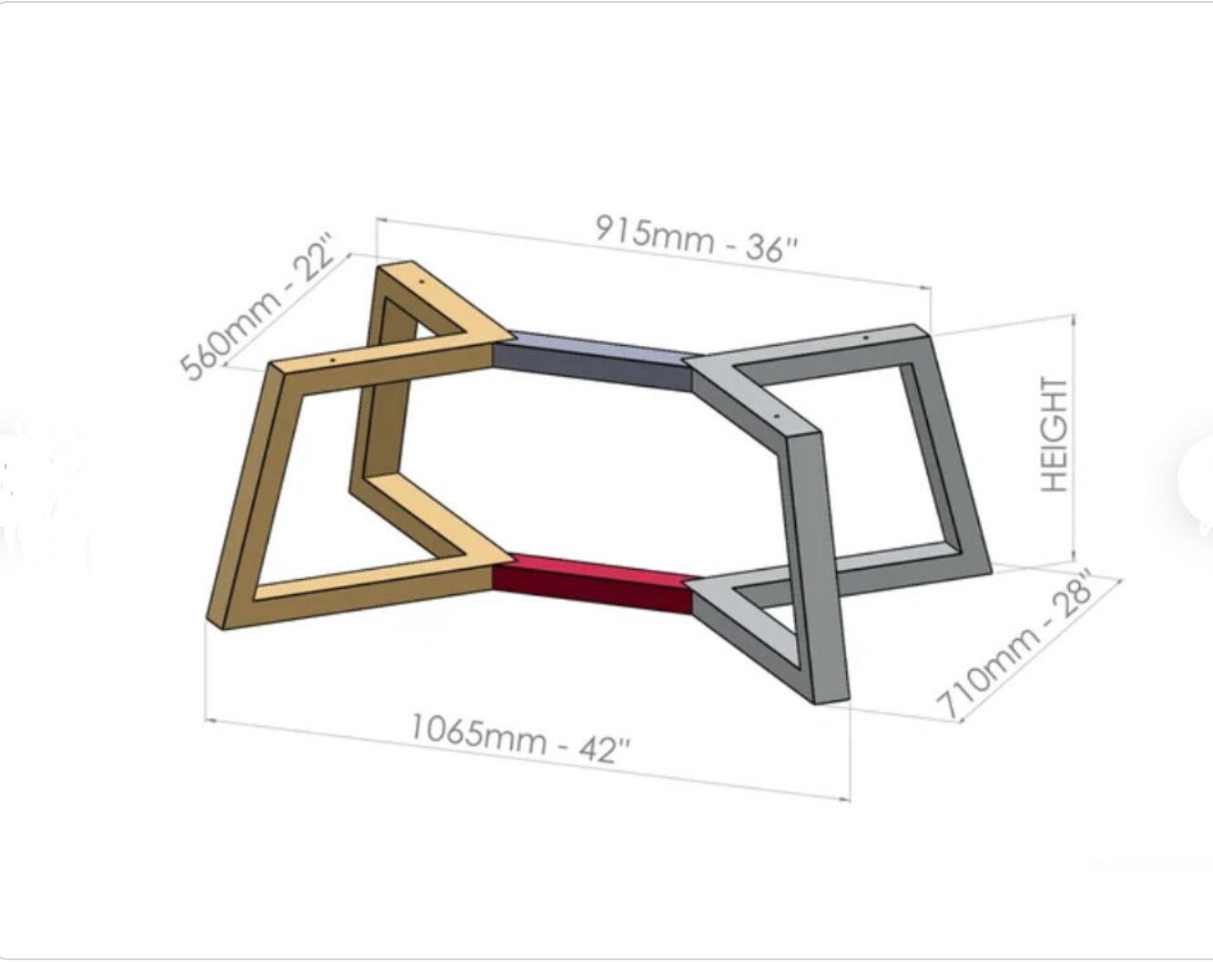 Trapezoid Metal STAINLESS STEEL STURDY Coffee Table Bases | GOKA C2