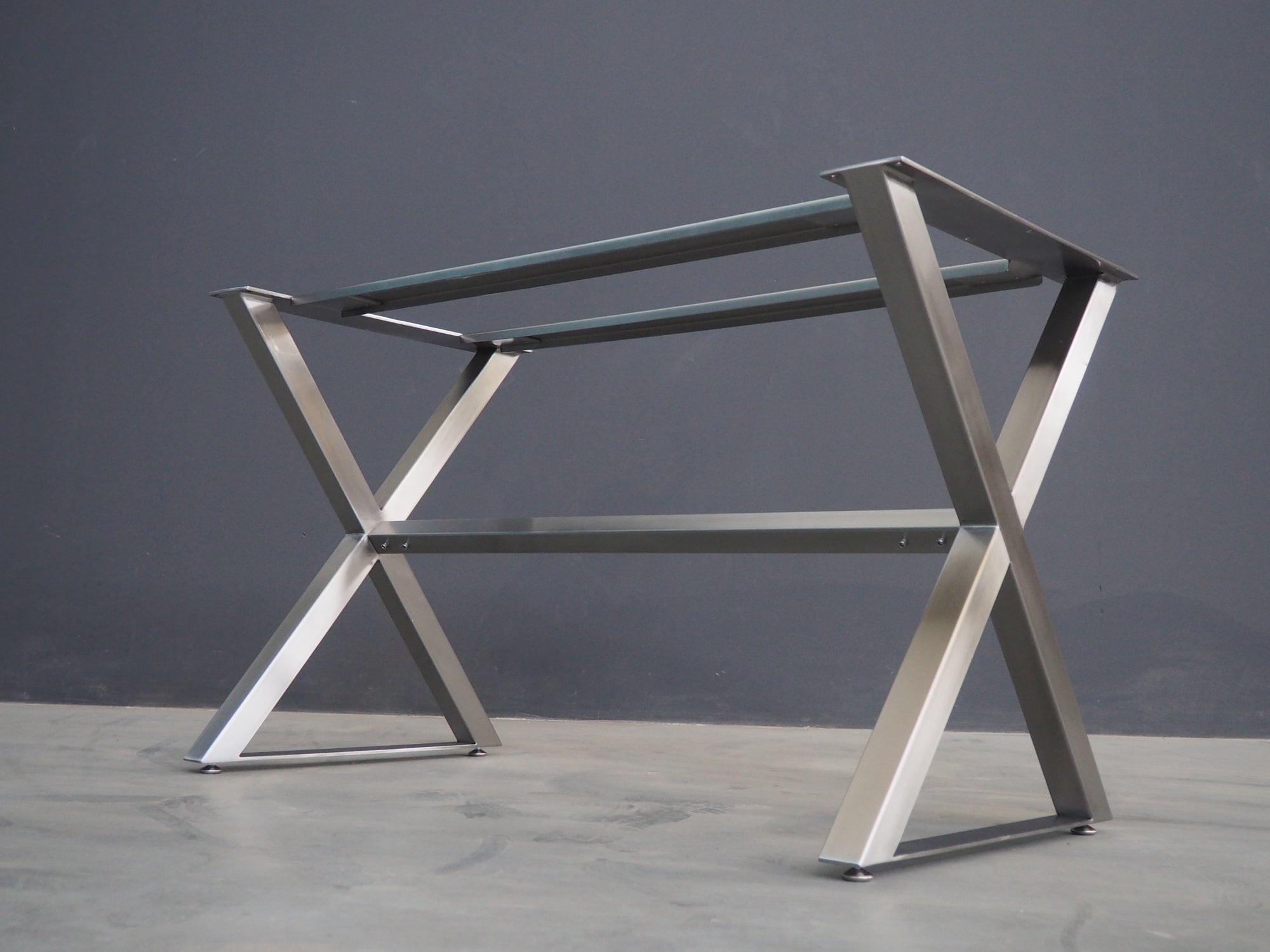 28" X 24" Apart 42" X Frame Long Table Base, Stainless Steel, Height 26" 32