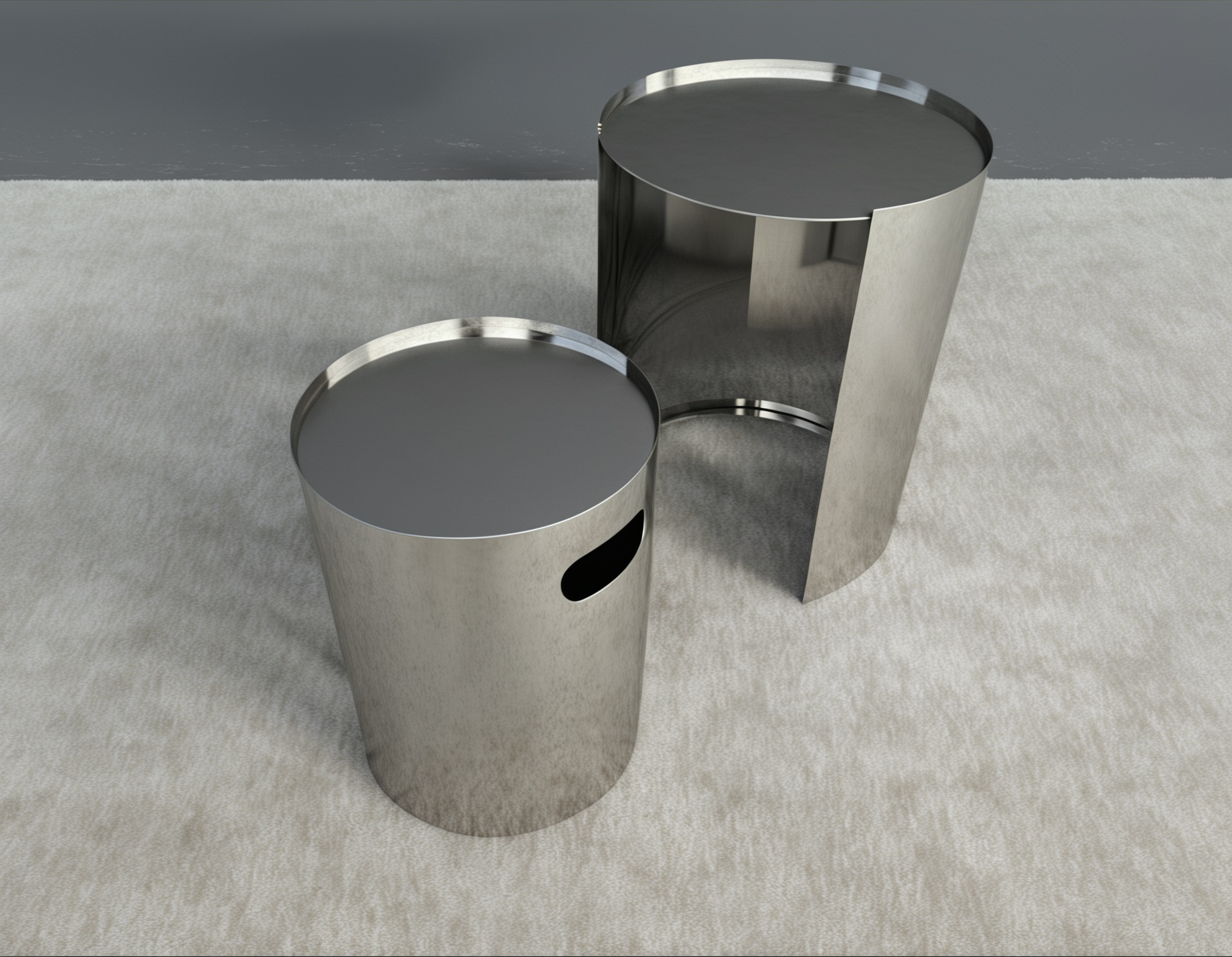 Accent & End Drum Table Set | Stainless Steel Nested Side Tables - Modern Round Coffee Table Set