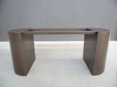 Modern pedestal table base installation guide", "Curved metal pedestal base dimensions and specifications"