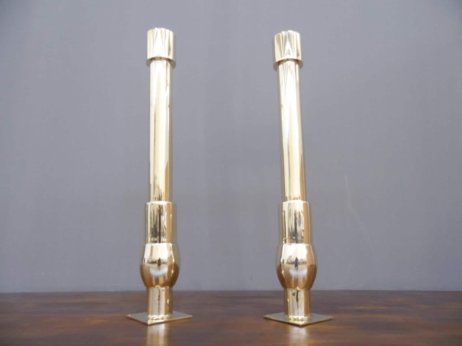 Custom Brass Kitchen Island Legs – Handmade Gold Metal Furniture Legs – Set of 2 Modern Sculptural Posts