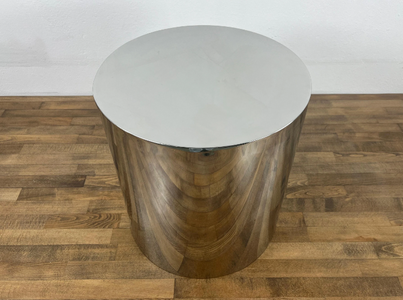 stainless steel drum side table end table accent table for modern living rooms 