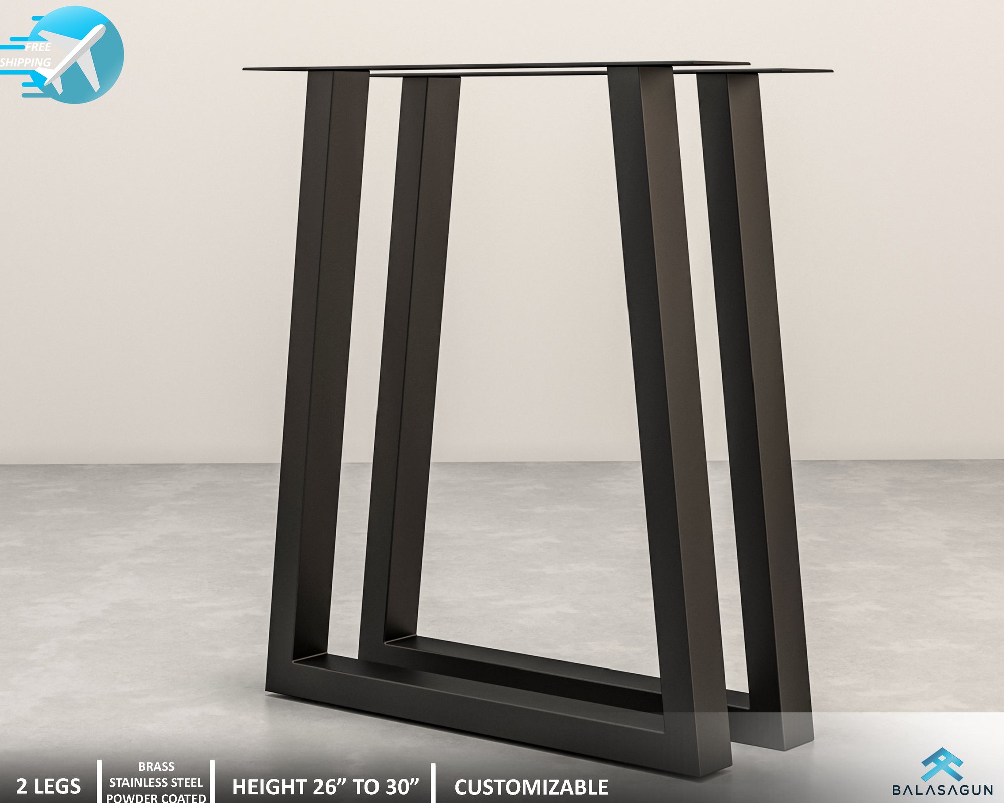 35" Trapezoid IN  Table Legs,base Width 24" , Height 33" 40" Set (2)