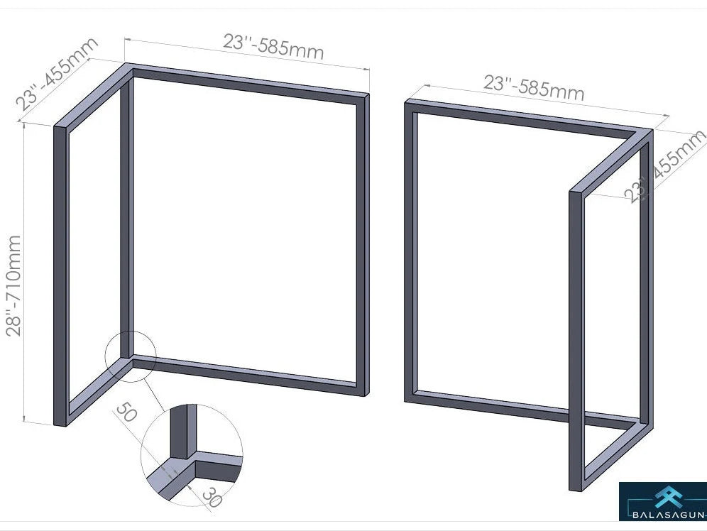28" X 23" X 23" L Look Table Trestle, Set(2)