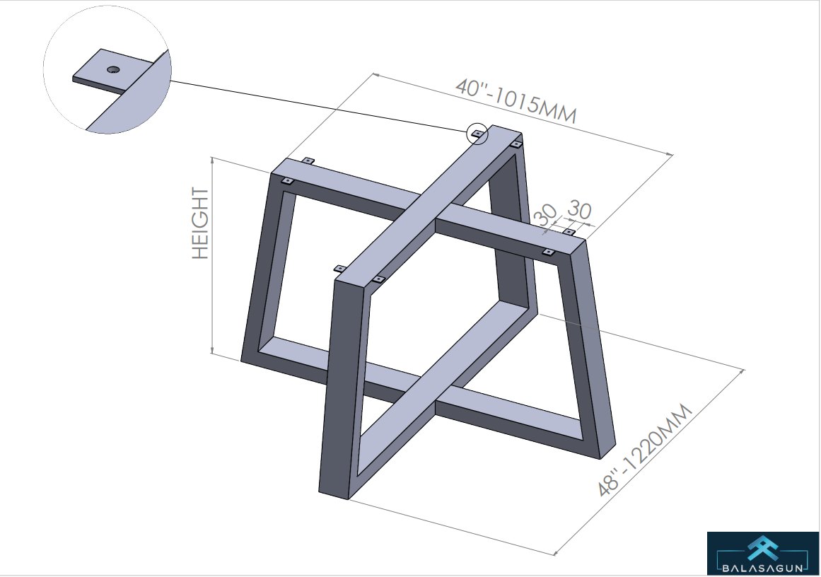 Trapezoid Round Steel Frame Dining Table Base For 72 '' Tables   | TEPE 4840