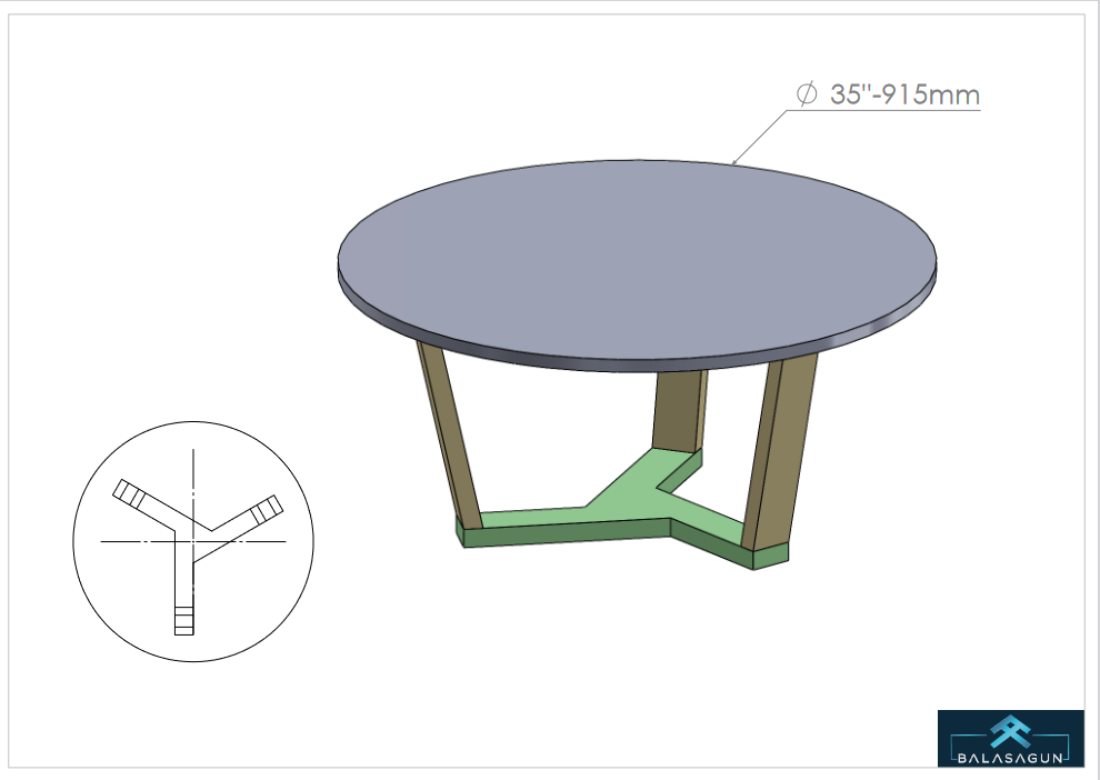 TRIWAY -28 | Round Metal Coffee &Side  Table BASE