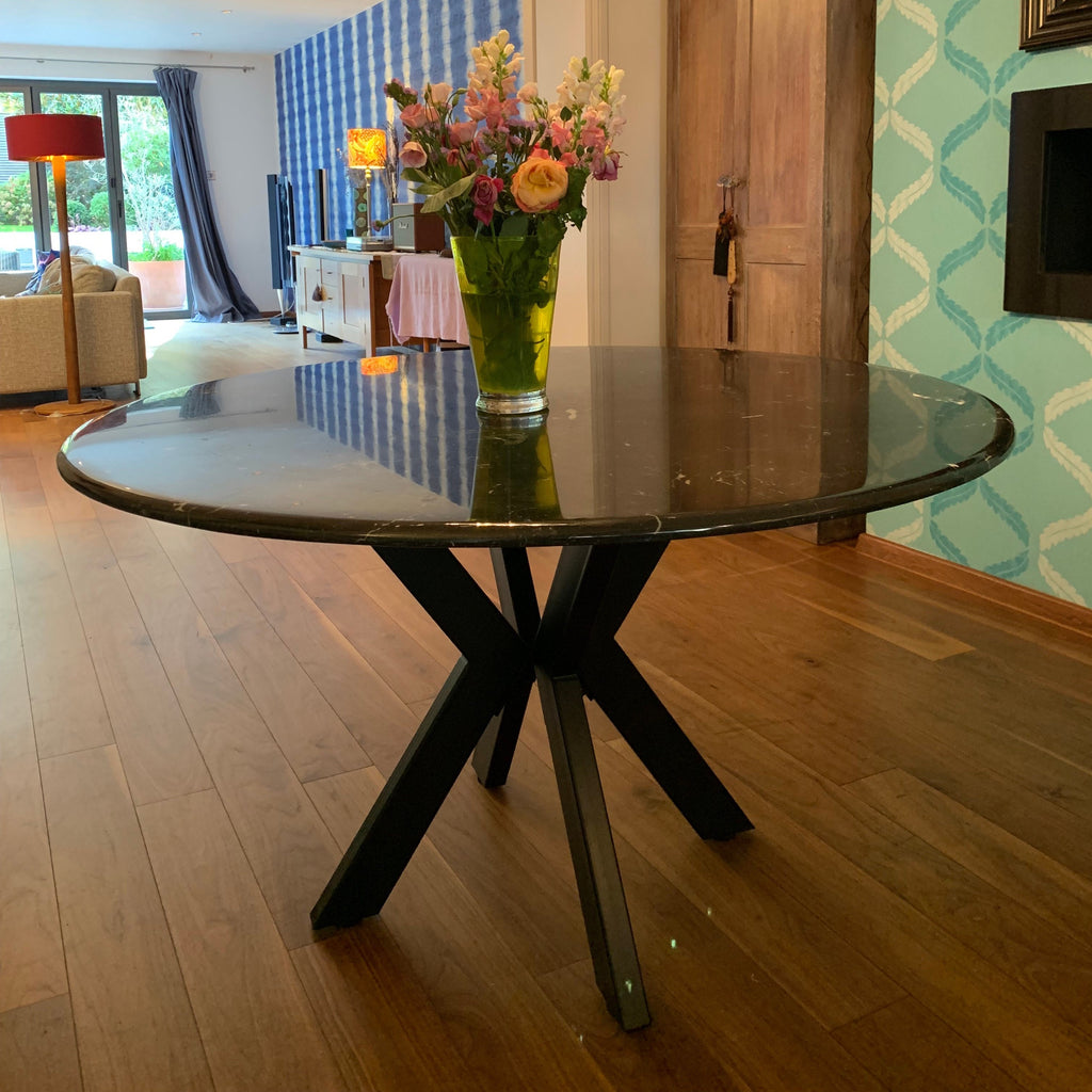 sturdy metal dining table base for glass , marble and wood table tops 