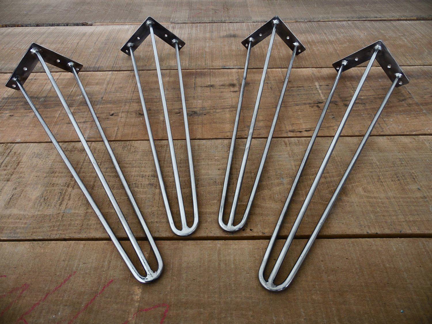 TC-HOMENY Metal Hairpin Table Legs 2-Rod - 8 To 30 Inch, Black Solid Iron, DIY Furniture