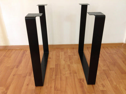 28" Flat Steel Square Table Legs, Height Option 26"-32" Set(2)