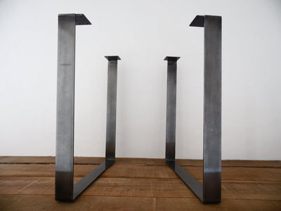 28" Flat Steel Square Table Legs, Height Option 26"-32" Set(2)