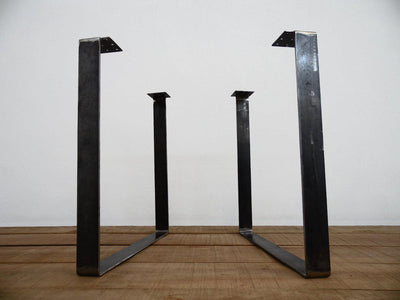 28" Flat Steel Square Table Legs, Height Option 26"-32" Set(2)
