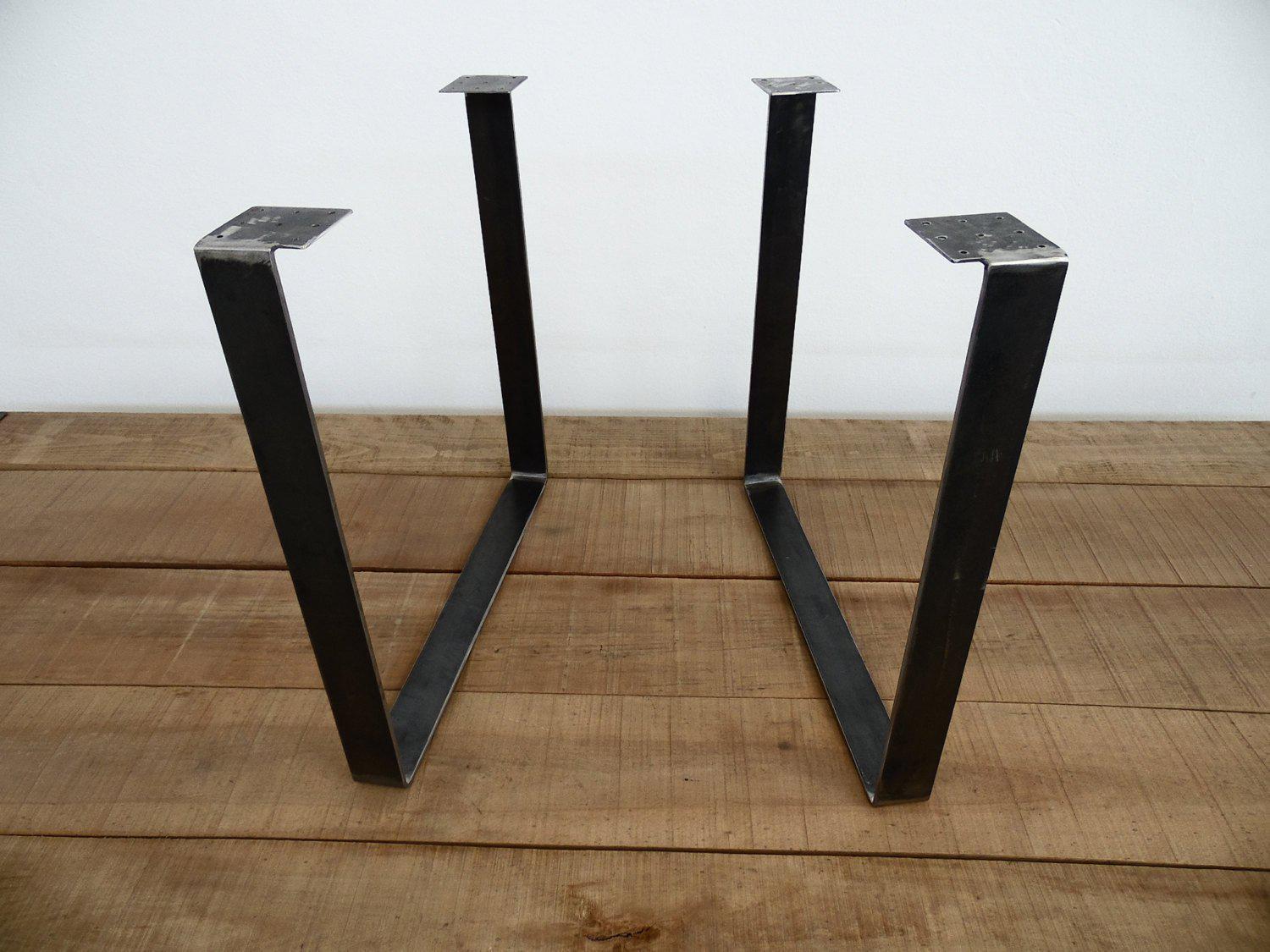 28" Flat Steel Square Table Legs, Height Option 26"-32" Set(2)
