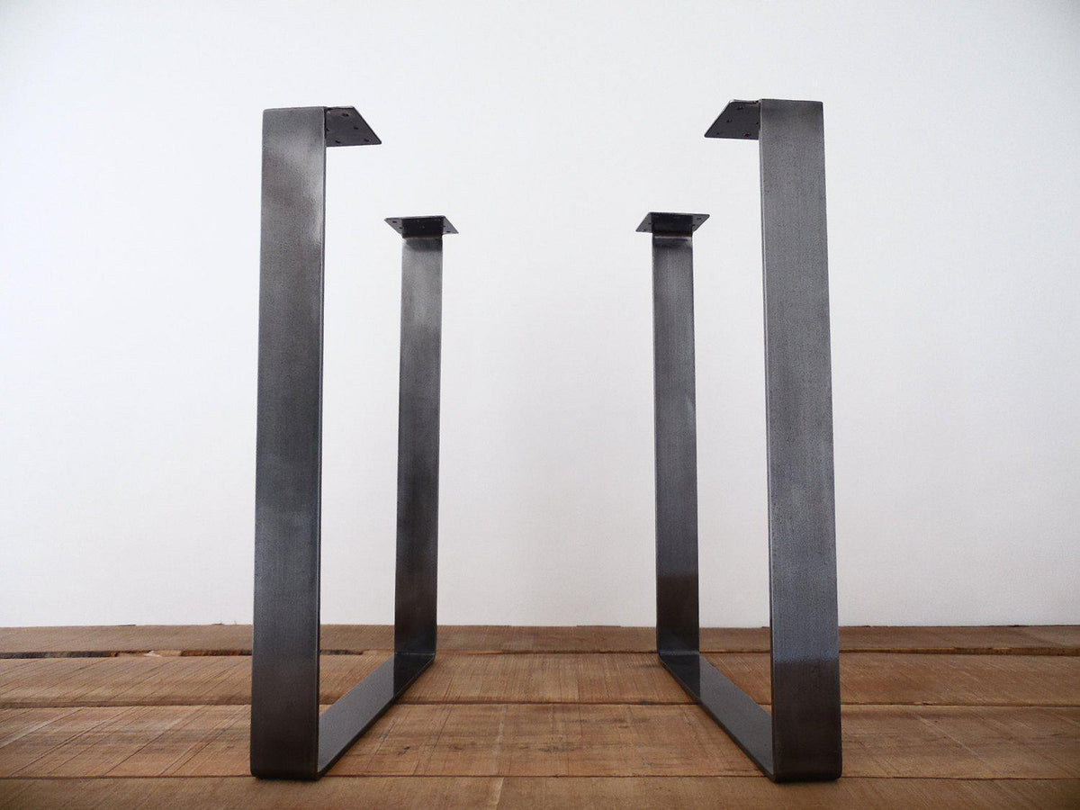 28" Flat Steel Square Table Legs, Height Option 26"-32" Set(2)