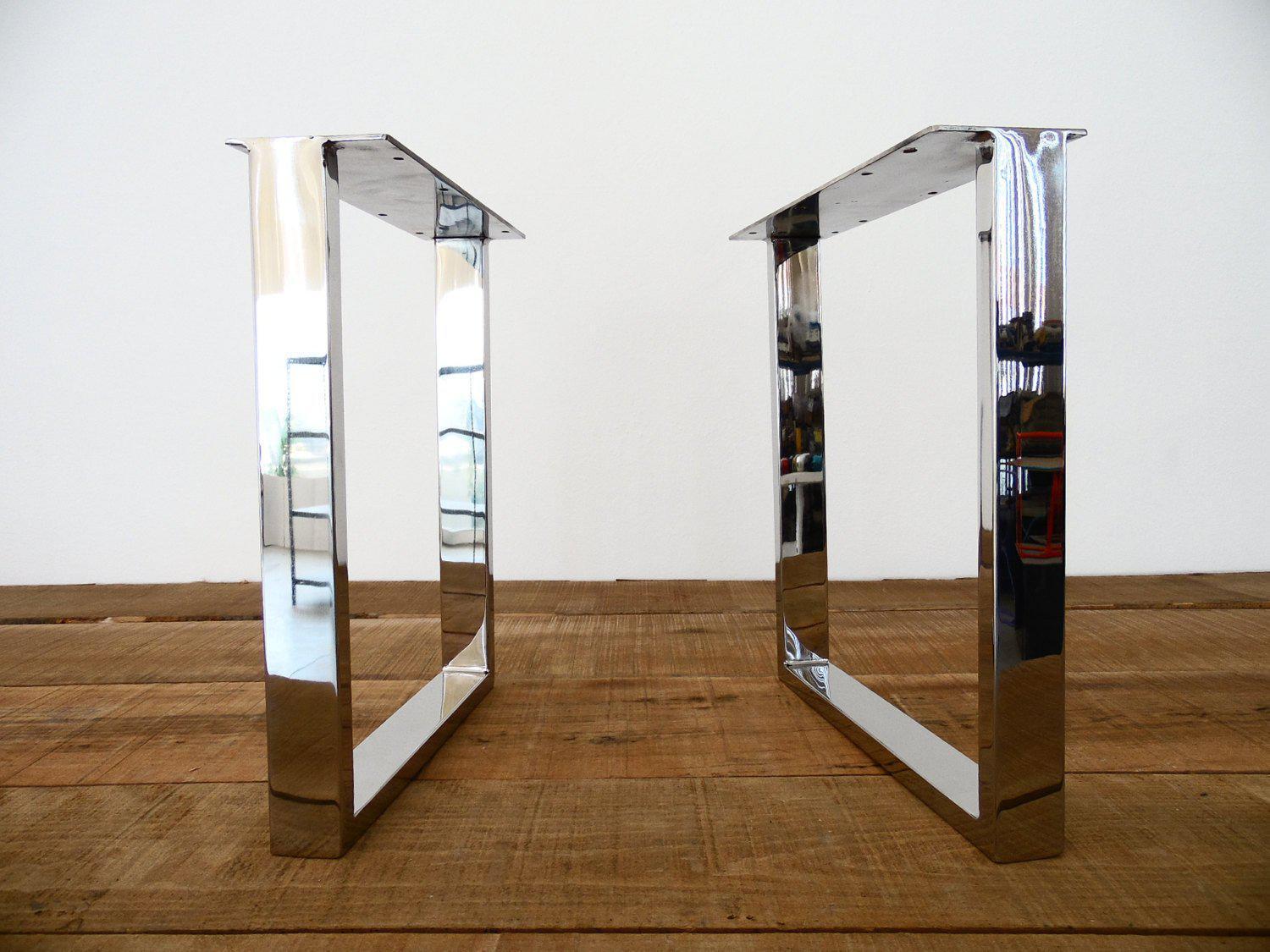 polished stainless steel table legs