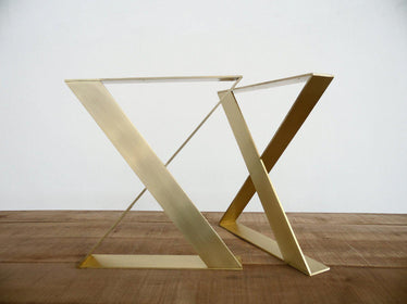 28" H X 24" W  X-frame Flat Brass  Table Legs, Height 26" To 32" Set(2)