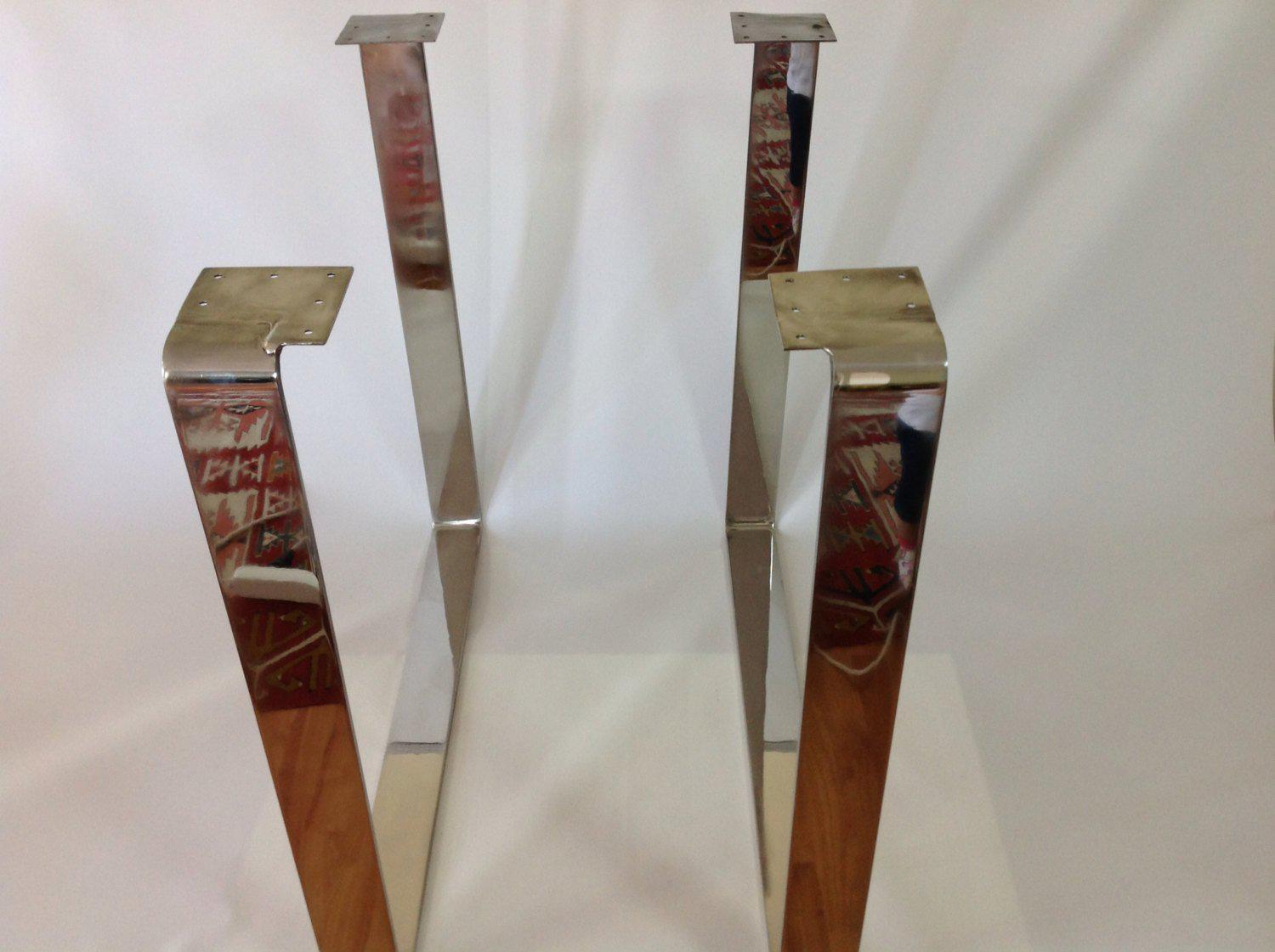 28" H X 28" W Flat Stainless Steel Square Table Legs Set(2)