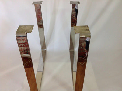28" H X 28" W Flat Stainless Steel Square Table Legs Set(2)