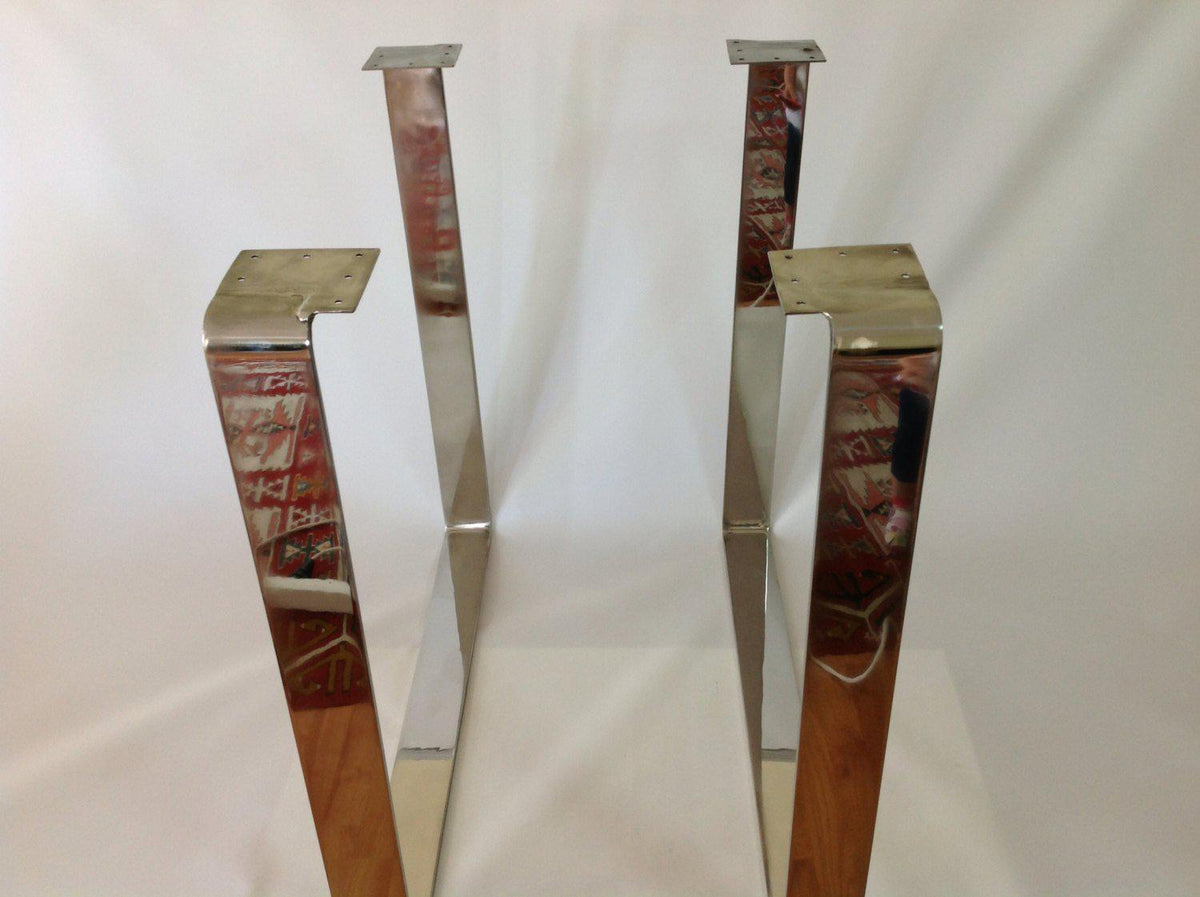 28" H X 28" W Flat Stainless Steel Square Table Legs Set(2)