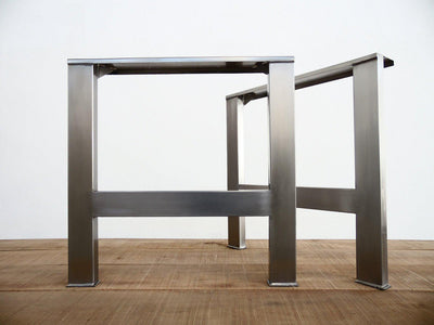 28" H X 28" W   H-style Table Wide Steel Tube Table Legs, Stainless Steel,  Height 26" - 32"  Set(2)