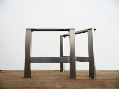 28" H X 28" W   H-style Table Wide Steel Tube Table Legs, Stainless Steel,  Height 26" - 32"  Set(2)