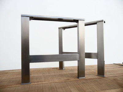 28" H X 28" W   H-style Table Wide Steel Tube Table Legs, Stainless Steel,  Height 26" - 32"  Set(2)