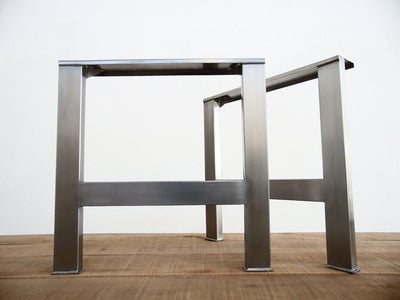 28" H X 28" W   H-style Table Wide Steel Tube Table Legs, Stainless Steel,  Height 26" - 32"  Set(2)