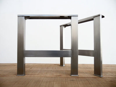 28" H X 28" W   H-style Table Wide Steel Tube Table Legs, Stainless Steel,  Height 26" - 32"  Set(2)