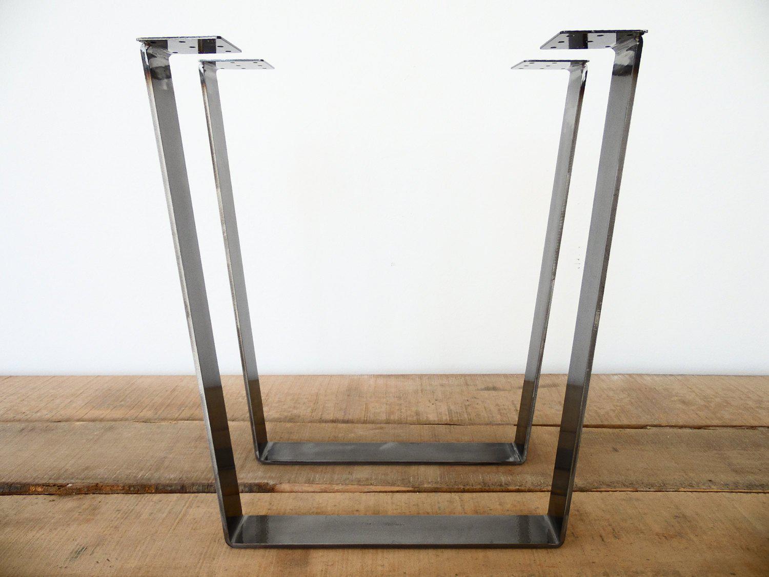 28" Trapezoid Table Legs Flat Steel, Height 26" - 32" , Set(2)