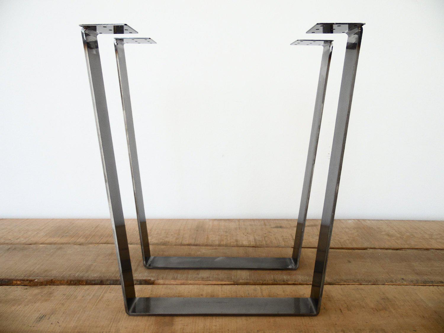 28" Trapezoid Table Legs Flat Steel, Height 26" - 32" , Set(2)