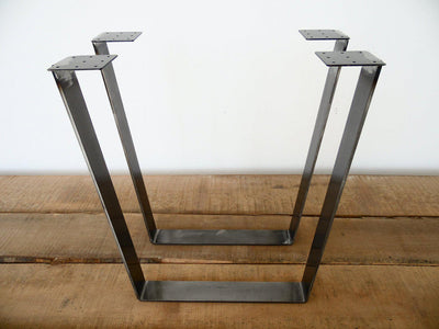 28" Trapezoid Table Legs Flat Steel, Height 26" - 32" , Set(2)