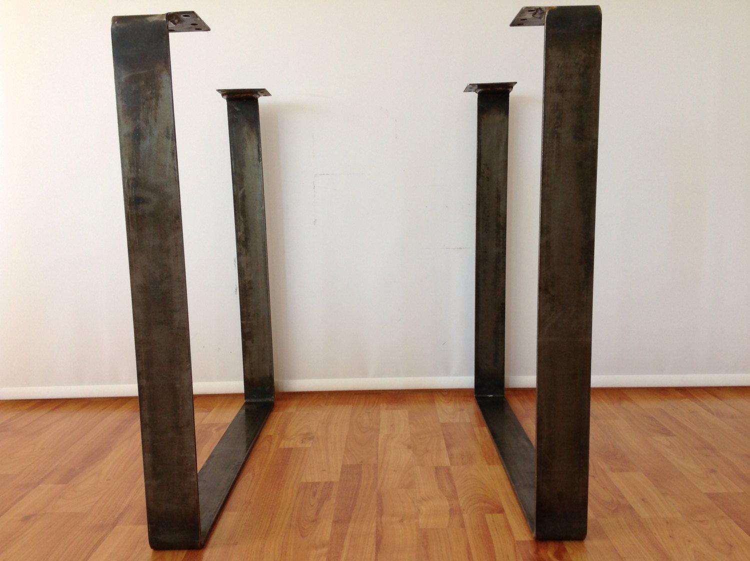 28 "x 20" Flat Steel Table Leg, Height 26" To 32" Set(2)