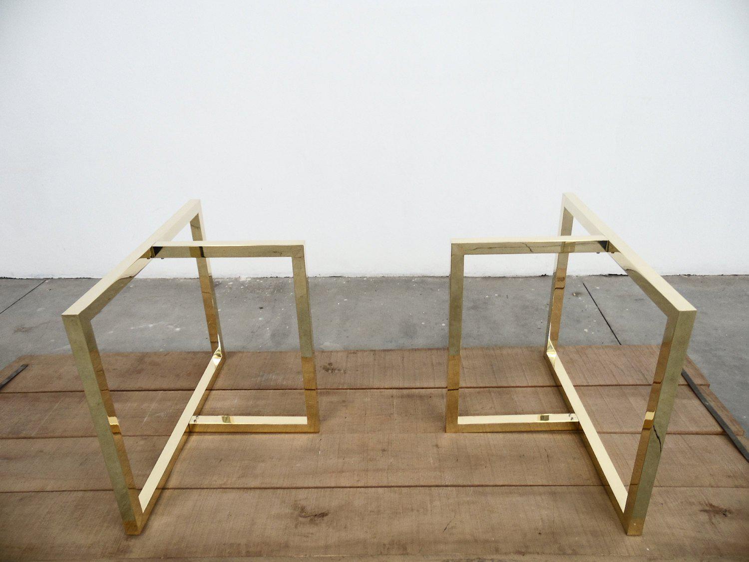 28" X 23" X 16" Brass Table Trestle Height 26" - 32" Set(2)