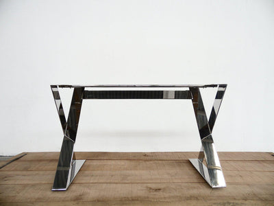 28" X 24" - Apart 42"  X-frame Wide Flat Stainless Steel Long Table Base , Height 26" - 32"