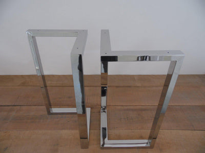 28" X 28" Bracket Table Legs, Stainless Steel, Height 26" To 30" Set(2)