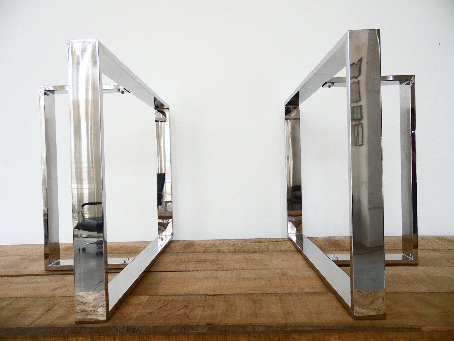 28" X 35" X 18"table Bases, Stainless Steel, Height 26" - 32" Set(2)