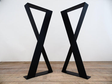 28" X-frame Wide Flat Steel Table Legs, 16" W, Height 26" To 32" Set(2)