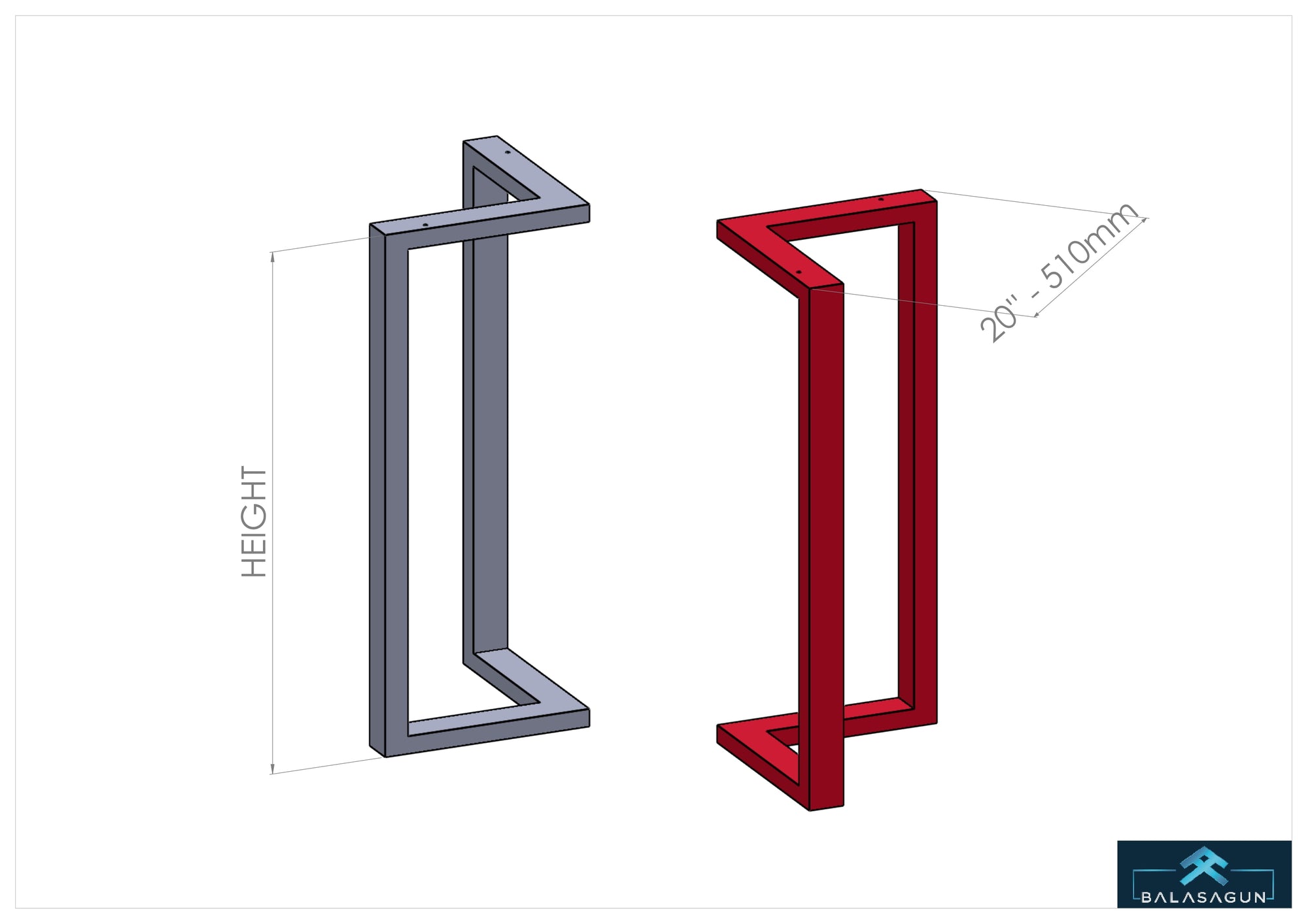 35" H X 20" W Bracket Table Legs, Height 33" 40" Set(2)