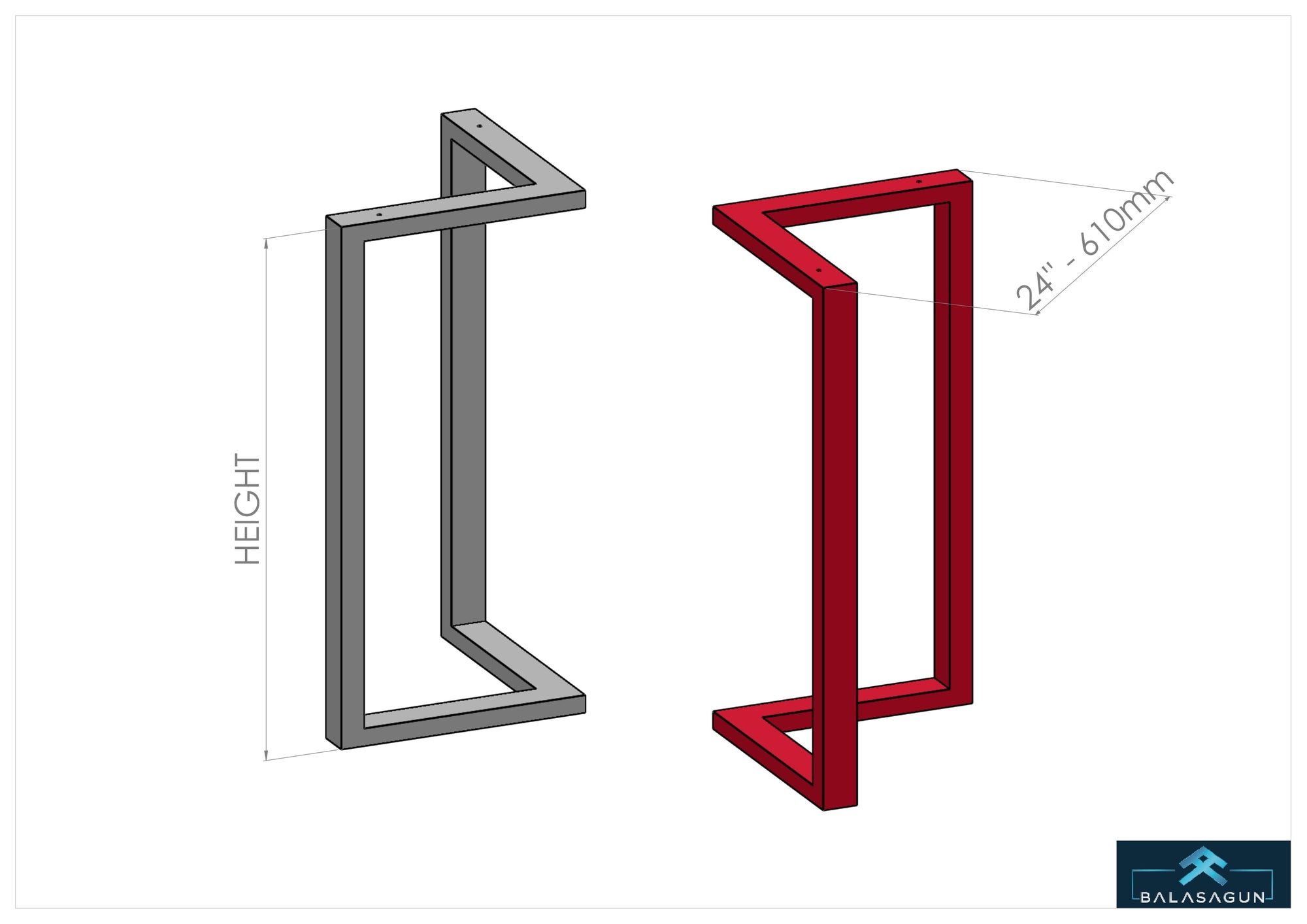 35" H X 24" W Bracket Stainless Steel Counter Height  Table Legs,  Height 33" - 40" Set(2)