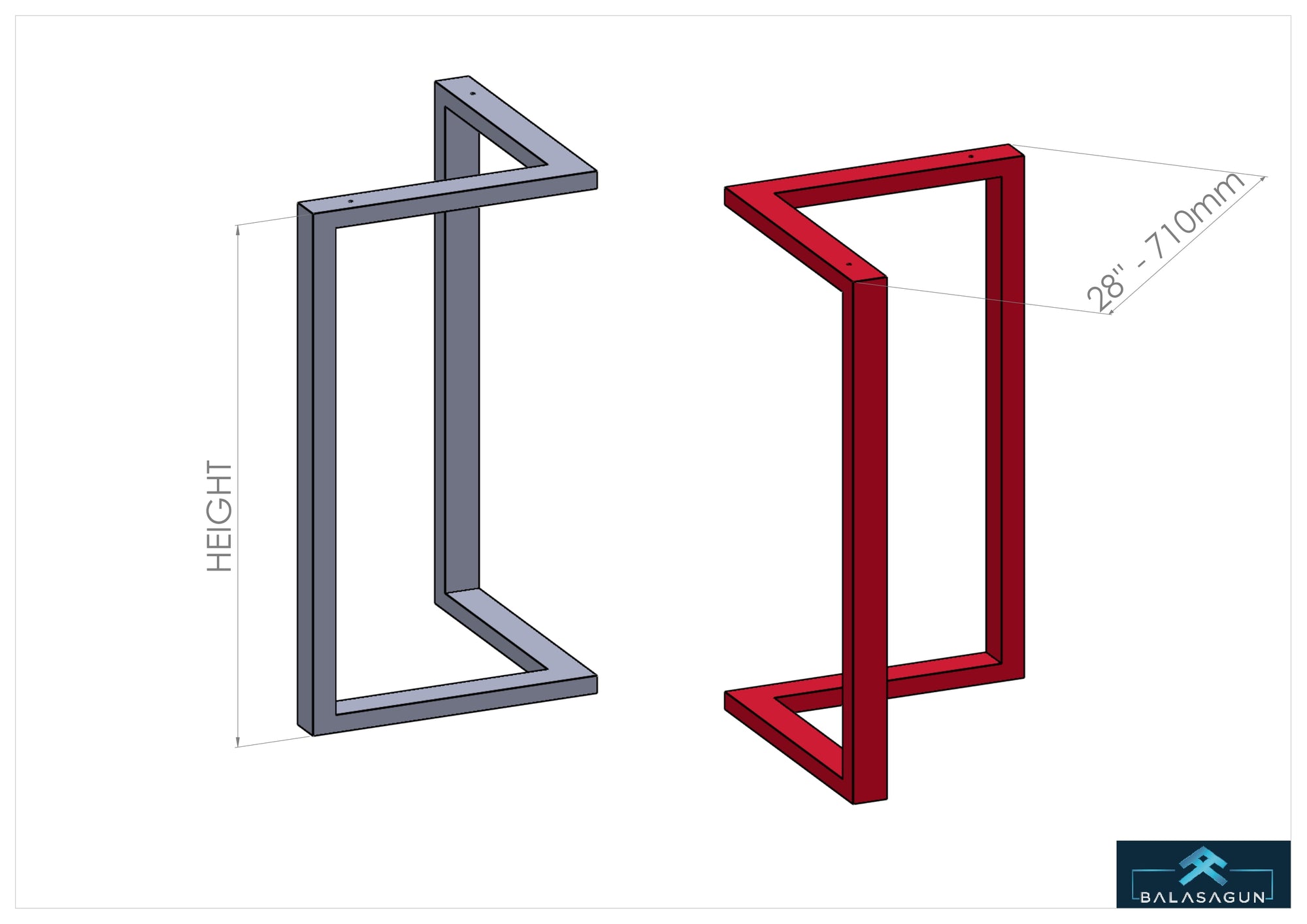 28" Bracket Table Legs, 28" Wide Base  Set(2)