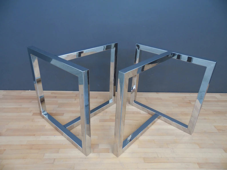 28" X 35” X 26" T-Look Stainless Steel Conference Table Base, Height 26" -30” Set(2)
