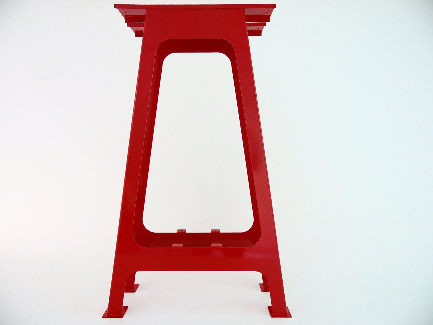 Red metal shop table legs