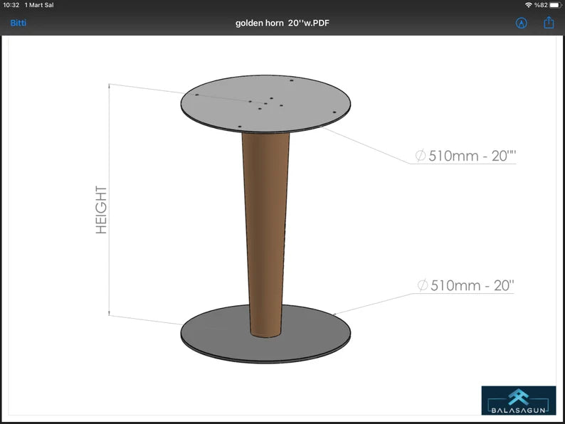 Steel Table Base , Round Table Pedestal, TULIP by Balasagun