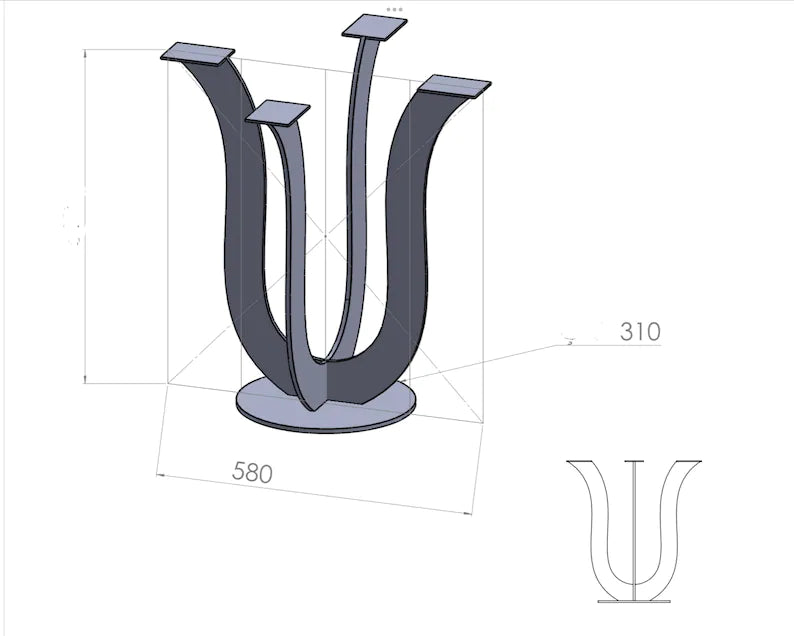 TULIP END Table Base | Side Table Base Metal | Handmade Unique Base | LALE