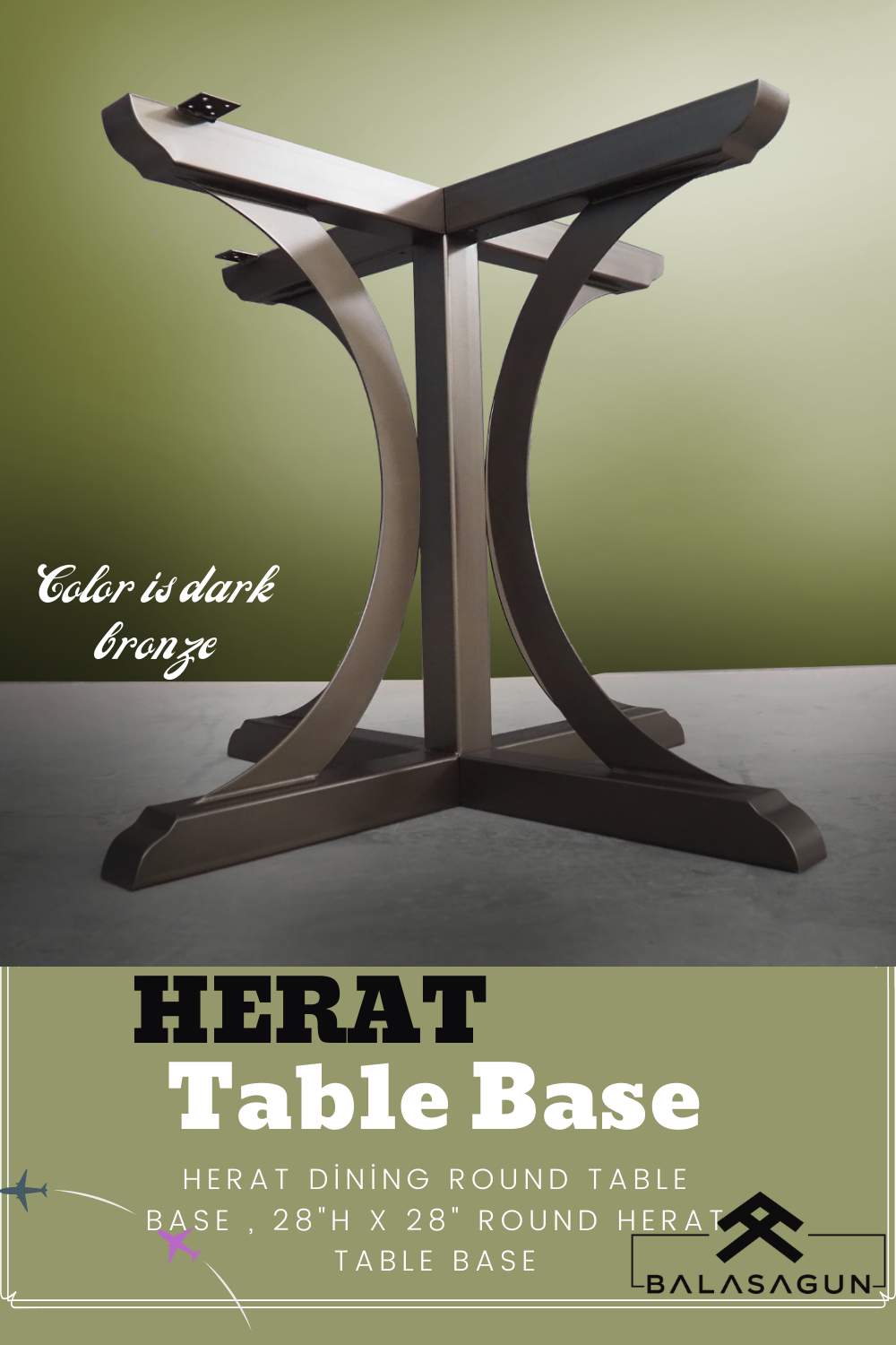 HERAT Dining Round Table Base , 28"H x 28" Round