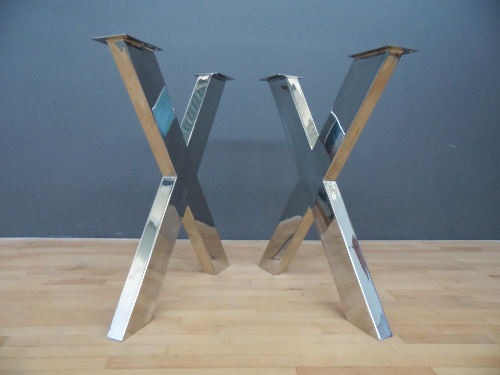 28" X Frame Table Legs, 24" Base Width, Stainless Steel Wide Tube, Height 26" 32" Set(2)