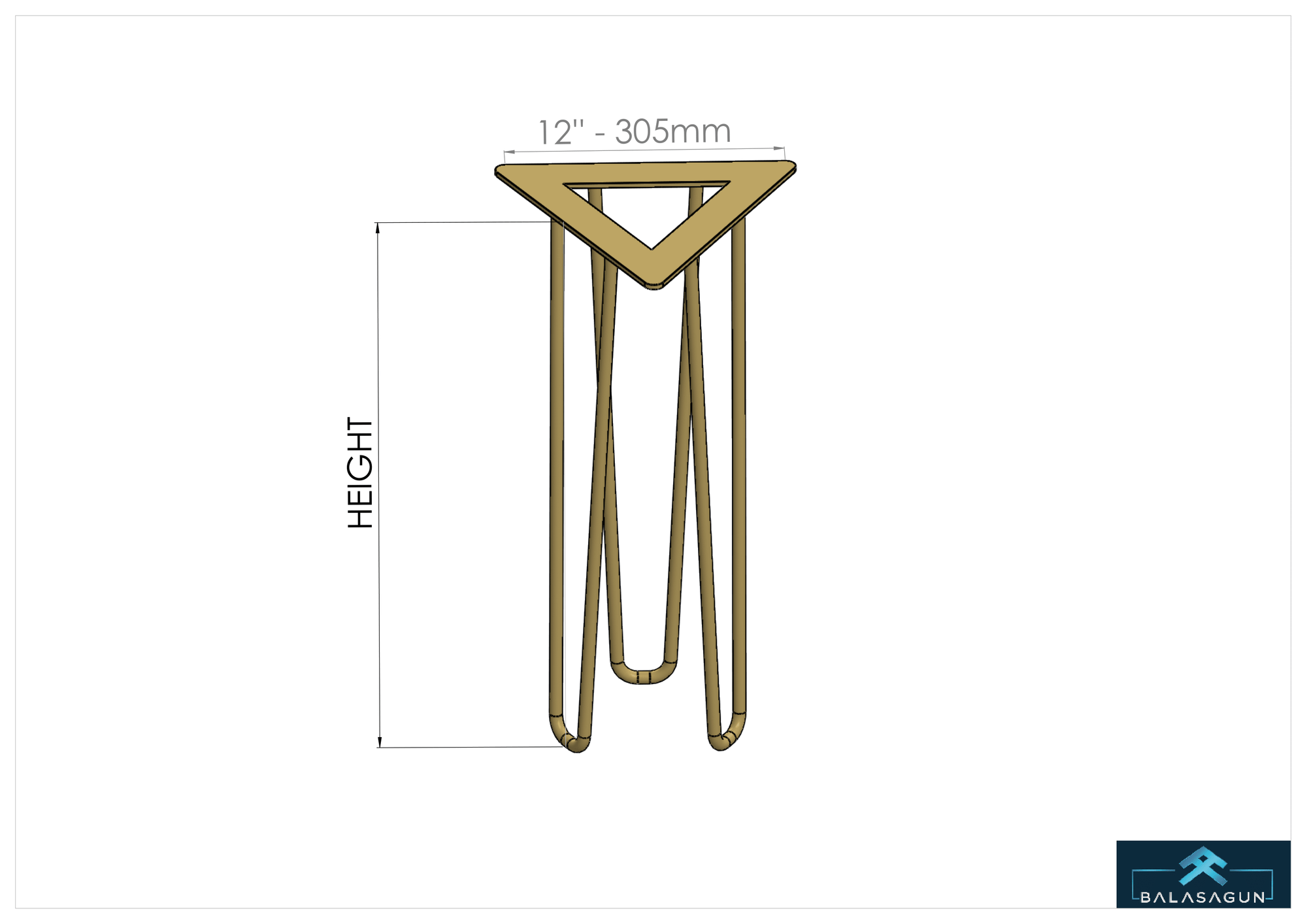 22" Brass Hairpin Tripod Base