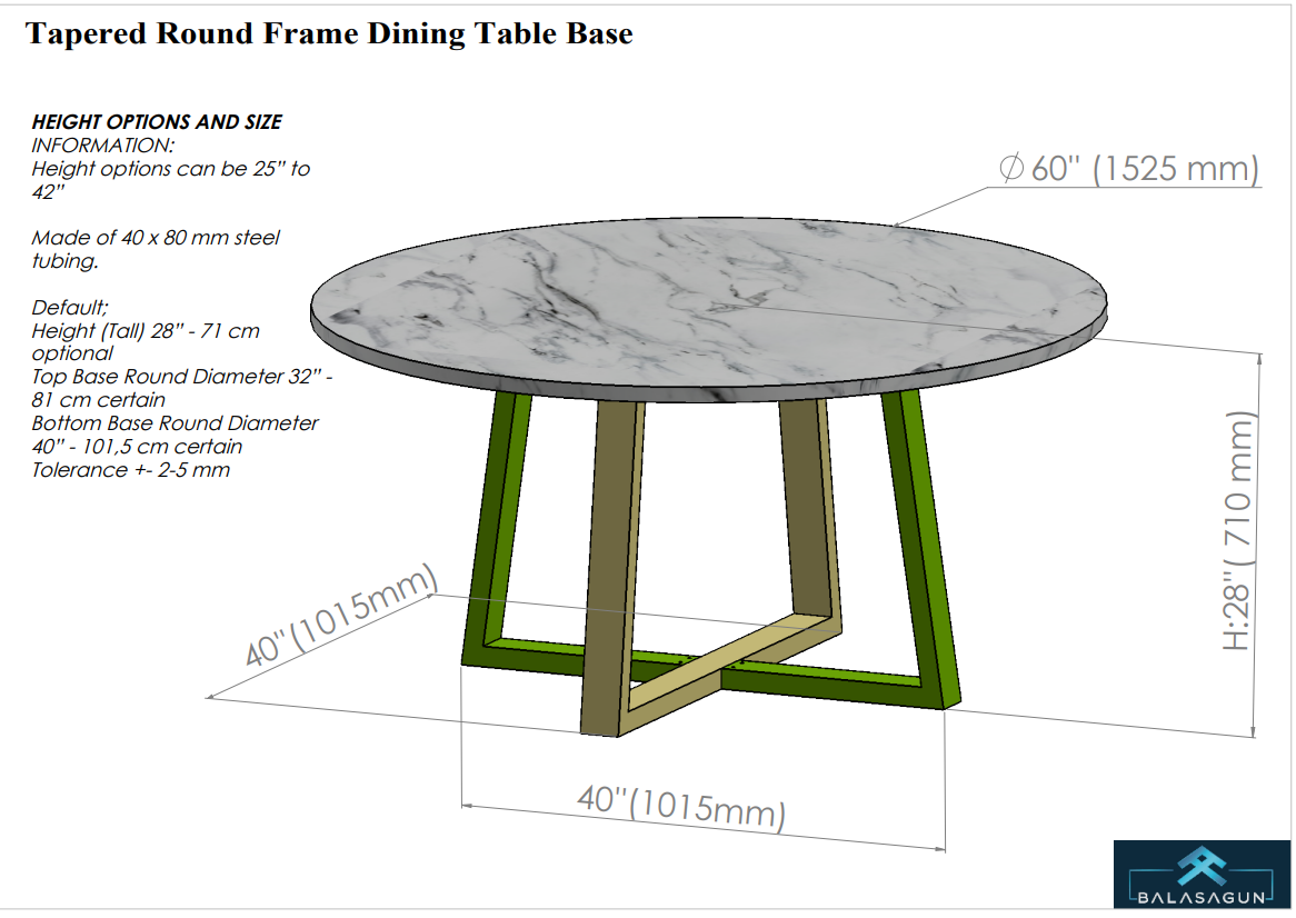 Trapezoid Round Frame Dining Table Base  | TEPE 4032